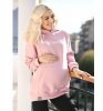 MijaCulture - 3 in1 warm maternity hoodie, for breastfeeding and after  „Molly ” M001 pink